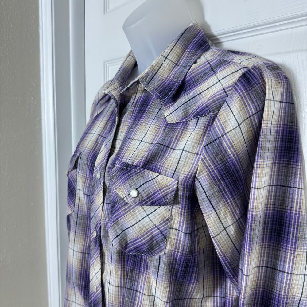 Roper Western Pearl Snap Shirt Plaid Rodeo Country Concert Womens Medium - Picture 4 of 14